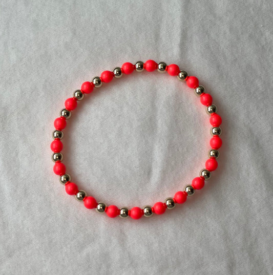 Single 4mm Color & 14k Gold Filled Bracelet