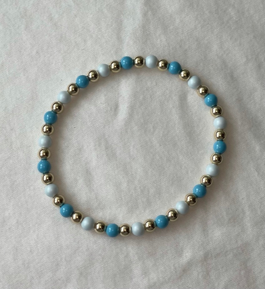 Single 4mm Color & 14k Gold Filled Bracelet